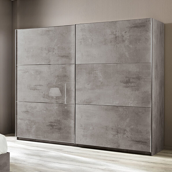 Jessica Medium Wooden Wardrobe In Grey Marble