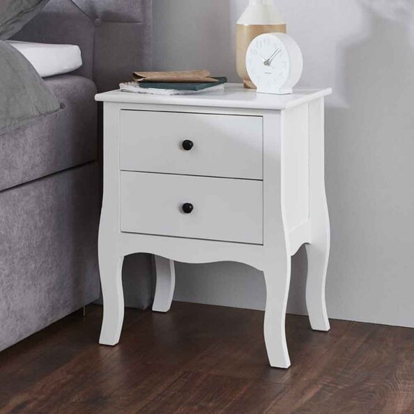 Jewett Wooden End Table With 2 Drawers In White
