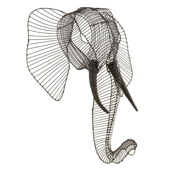 Jexon Black Wire Elephant Head Sculpture Wall Art