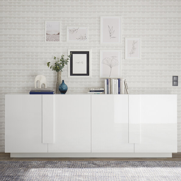 Jining High Gloss Sideboard With 4 Doors In White