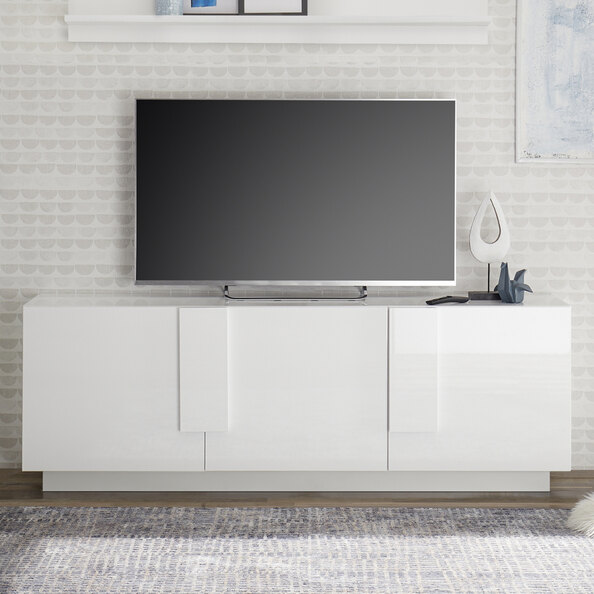 Jining High Gloss TV Stand With 3 Doors In White