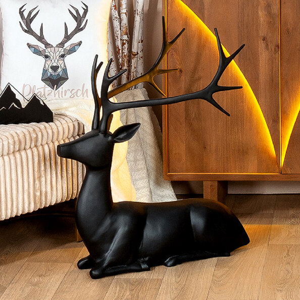 Jisora Aluminum Deer Seating Sculpture in Black
