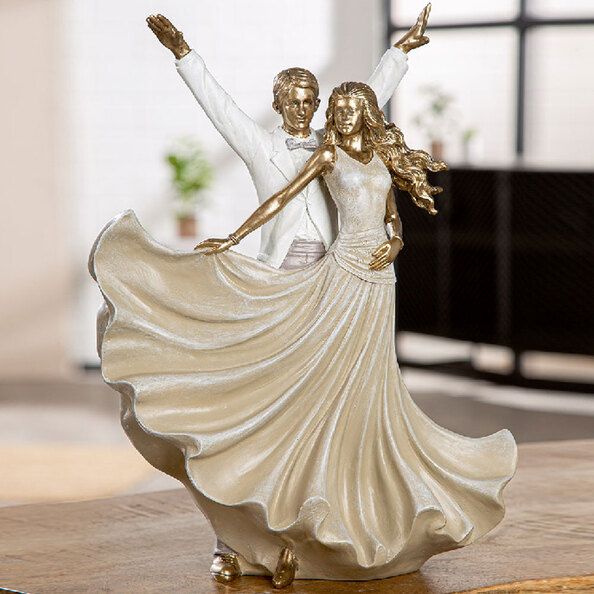 Jisora Synthetic resin Couple Dancing Sculpture in Gold and White