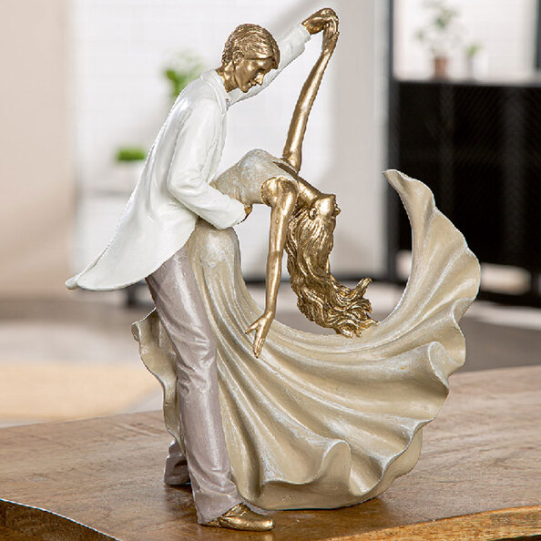 Jisora Synthetic resin Couple Holding Sculpture in Gold and White