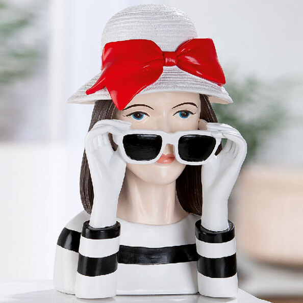 Jisora Synthetic resin woman with Spaces Sculpture in Black and White