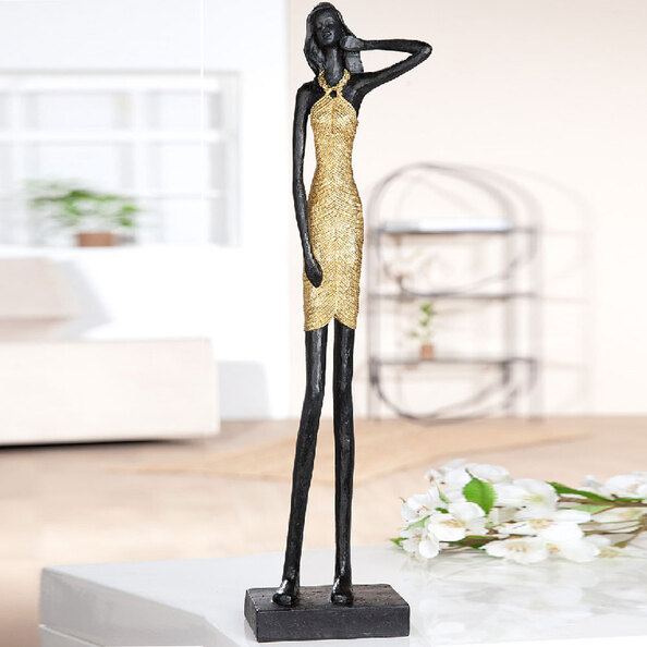 Jisora Synthetic Resin Women Sculpture in Black and Gold