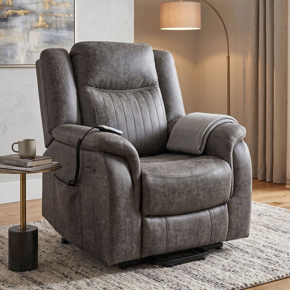 Jomira Fabric Lift and Tilt Dual Motor Electric Recliner Chair in Grey