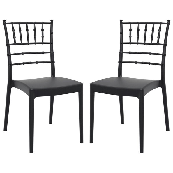 Jonesboro Black Polypropylene Stacking Side Chairs In Pair