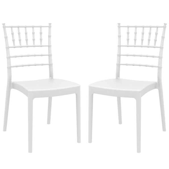 Jonesboro White Polypropylene Stacking Side Chairs In Pair