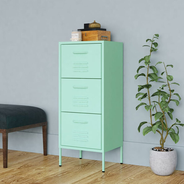 Jordan Steel Storage Cabinet With 3 Drawers In Mint