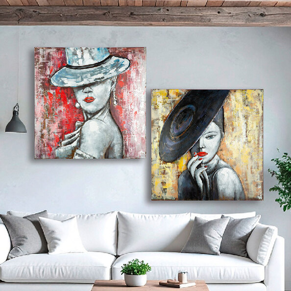 Jorlano Metal Set Of 2 Woman Wall Art in Multicolour