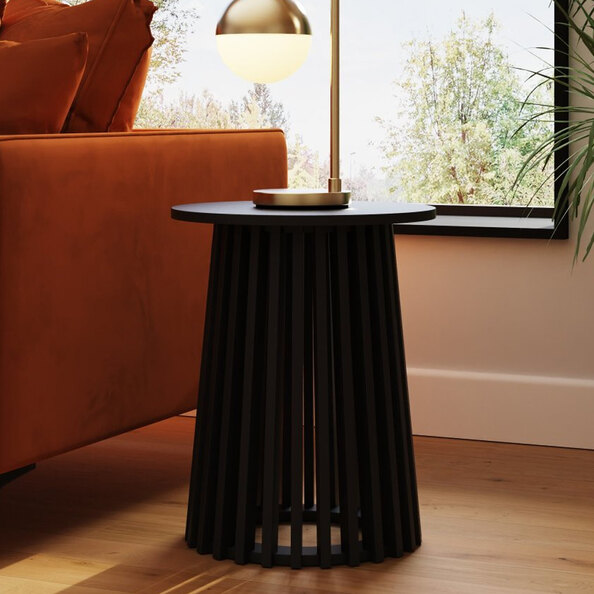 Kaevor Wooden Side Table in Black