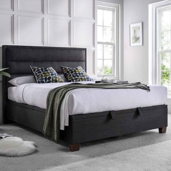 Kahului Fabric Ottoman Storage King Size Bed In Pendle Slate
