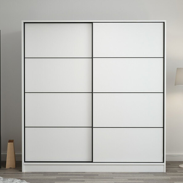 Kale H190cm Wooden Sliding Wardrobe with 2 Doors in White