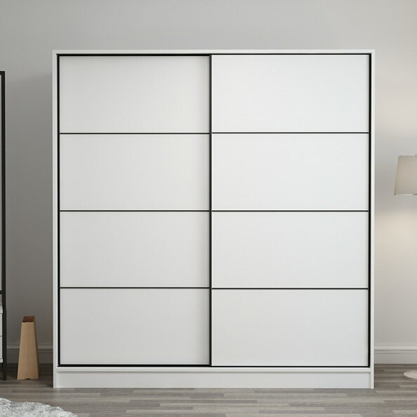 Kale H210cm Wooden Sliding Wardrobe with 2 Doors in White