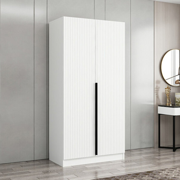 Kale H210cm Wooden Wardrobe with 2 Doors in White