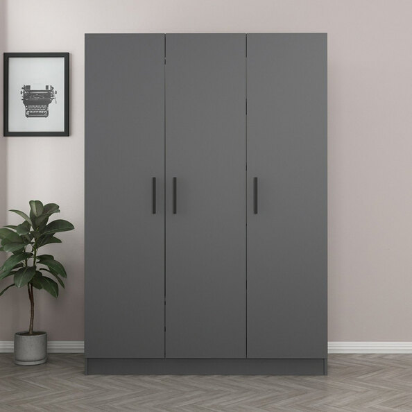 Kale H210cm Wooden Wardrobe with 3 Doors in Anthracite