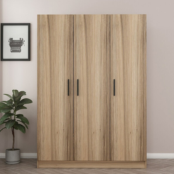 Kale H210cm Wooden Wardrobe with 3 Doors in Oak