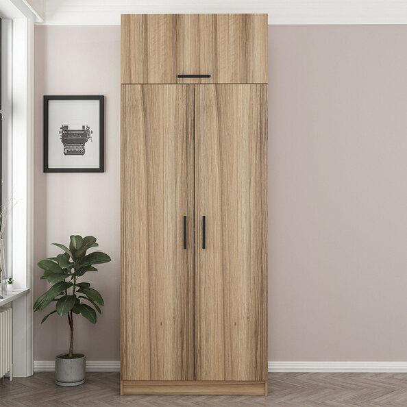 Kale H255cm Wooden Wardrobe with 3 Doors in Oak
