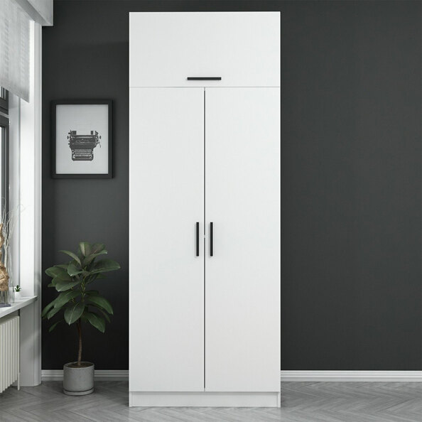 Kale H255cm Wooden Wardrobe with 3 Doors in White