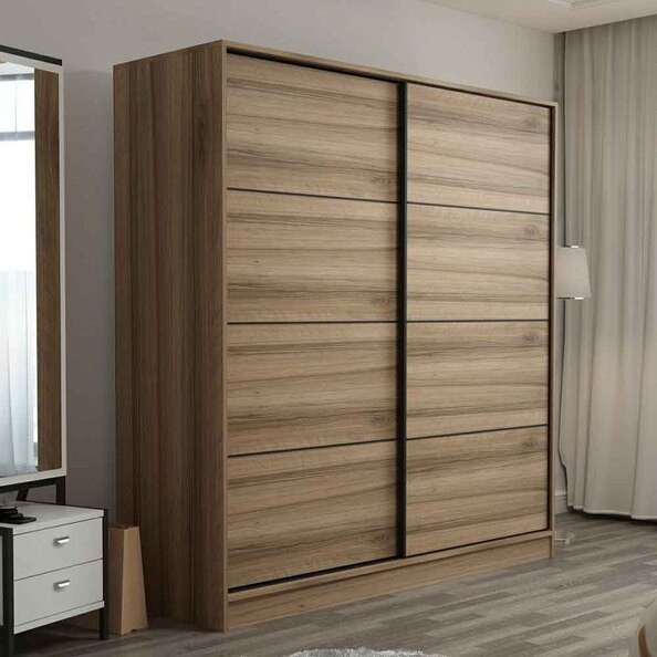 Kale Wooden Sliding Wardrobe with 2 Doors in Oak