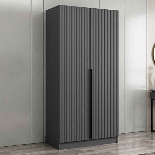 Kale Wooden Wardrobe with 2 Doors in Anthracite