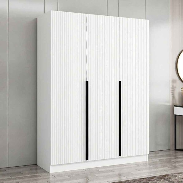 Kale Wooden Wardrobe with 3 Doors in White