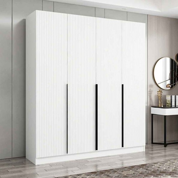 Kale Wooden Wardrobe with 4 Doors in White