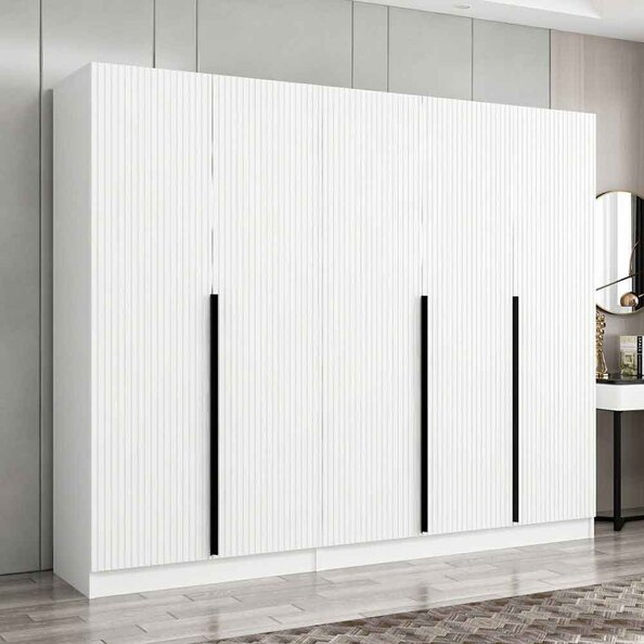 Kale Wooden Wardrobe with 5 Doors in White