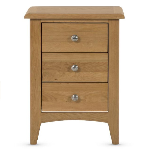 Kamiah Wooden Bedside Cabinet With 3 Drawers In Oak