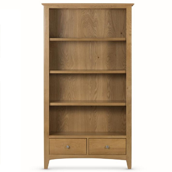 Kamiah Wooden Bookcase With 2 Drawers In Oak
