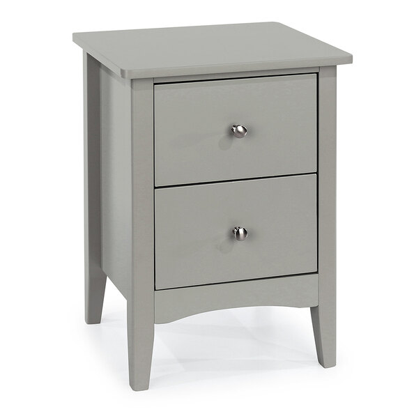 Kamuy Tall Wooden Bedside Cabinet With 2 Drawers In Grey