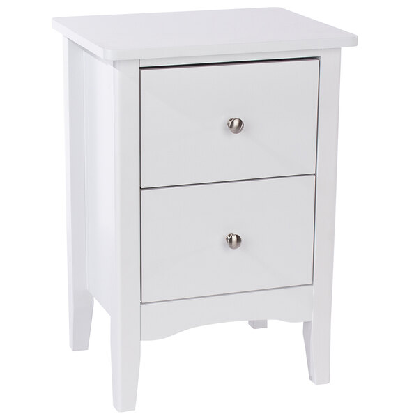 Kamuy Tall Wooden Bedside Cabinet With 2 Drawers In White