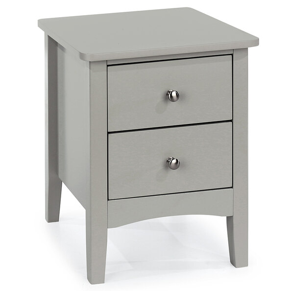 Kamuy Wide Wooden Bedside Cabinet With 2 Drawers In Grey