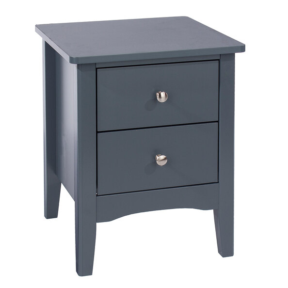 Kamuy Wide Wooden Bedside Cabinet With 2 Drawers In Midnight Blue
