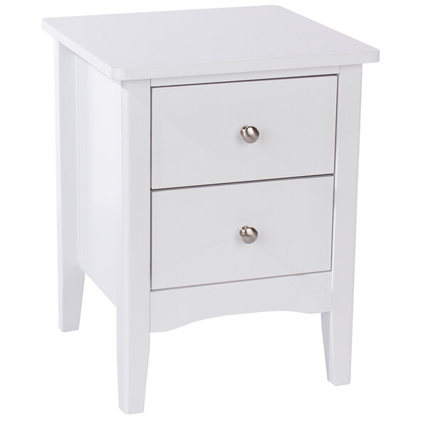 Kamuy Wide Wooden Bedside Cabinet With 2 Drawers In White