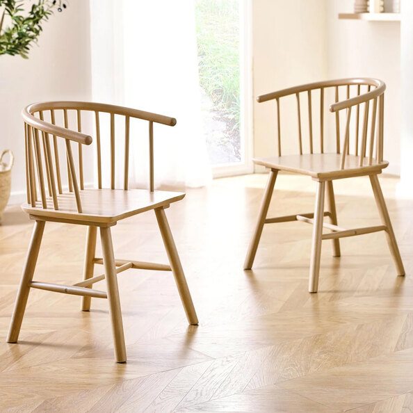 Kanata Light Brown Wooden Dining Chairs - Pair