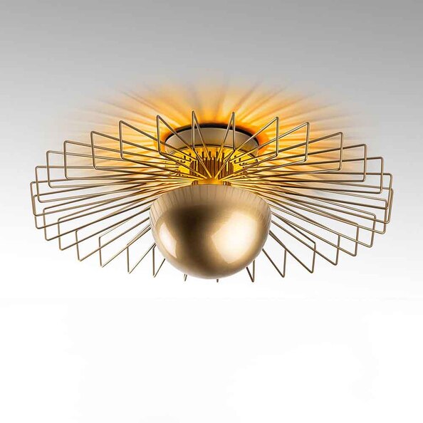 Kaya Large Metal Semi-Flush Ceiling Light in Gold