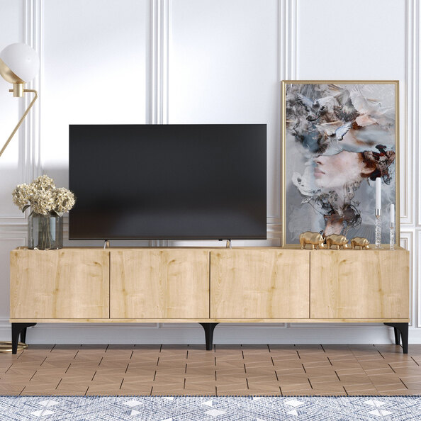 Kaze Wooden TV Stand with 4 Doors in Sapphire Oak