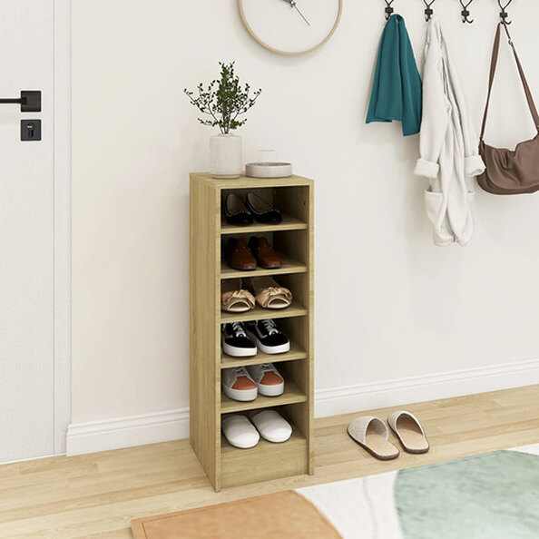Keala Wooden Shoe Storage Rack With 6 Shelves In Sonoma Oak