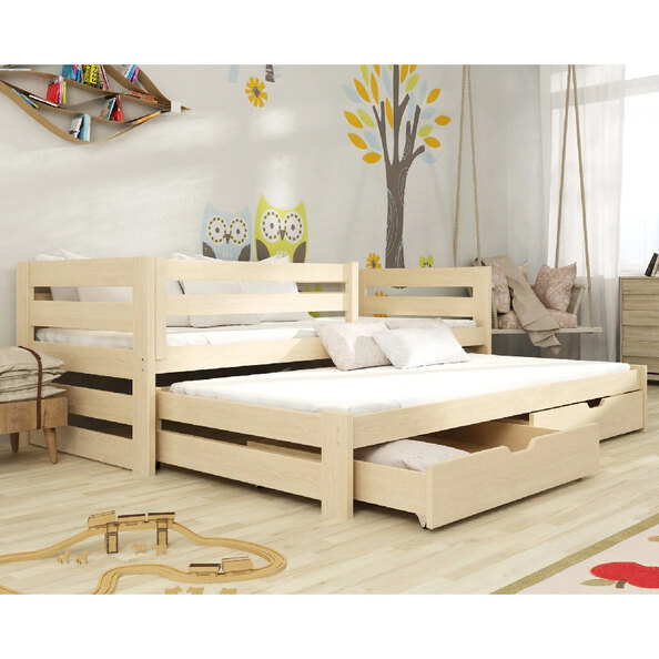 Keene Wooden Day Bed With Bonnell Mattress And Trundle In Pine
