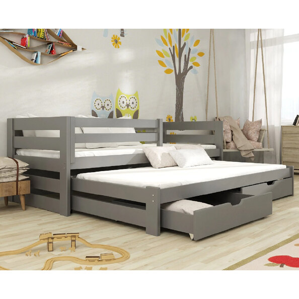 Keene Wooden Day Bed With Foam Mattress And Trundle In Graphite