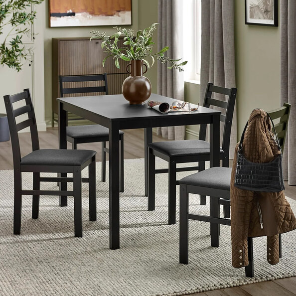 Keene Wooden Dining Table With 4 Chairs - Black