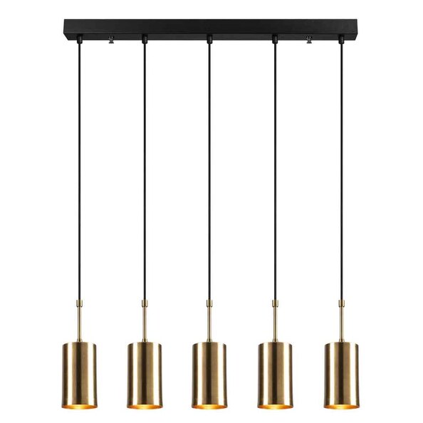 Kellan 5 Light Ellipse Metal Ceiling Pendant Light in Gold and Black