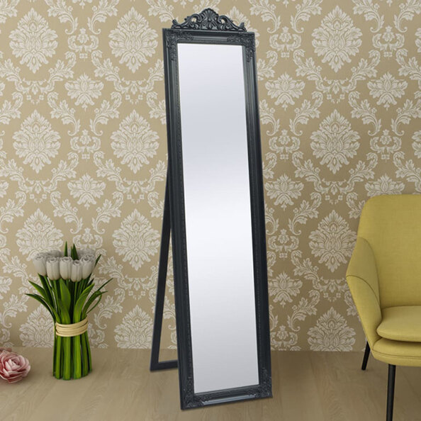 Kellan Free-Standing Baroque Style Mirror In Black