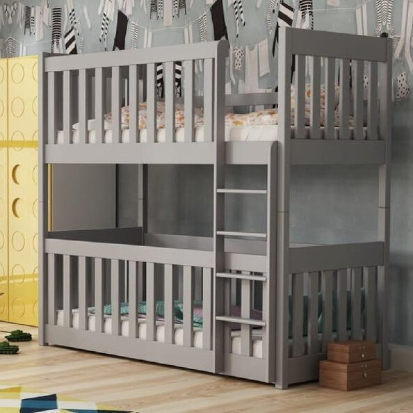Keller Wooden Bunk Bed With Bonnell Mattress In Matt Grey
