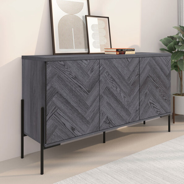 Kelmor Wooden Sideboard with 3 Doors in Grey Oak