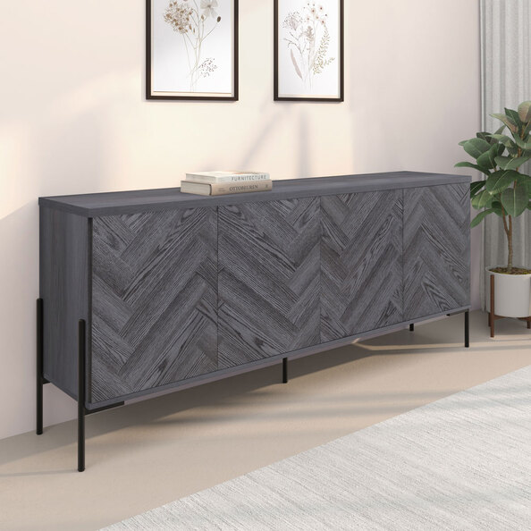 Kelmor Wooden Sideboard with 4 Doors in Grey Oak