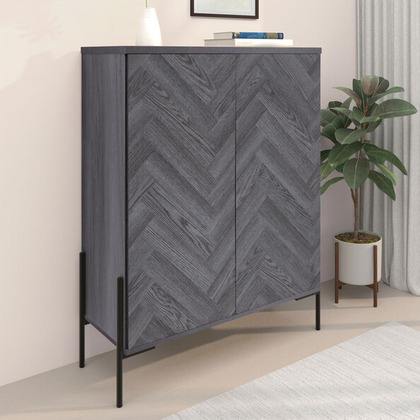 Kelmor Wooden Storage Cabinet with 2 Doors in Grey Oak