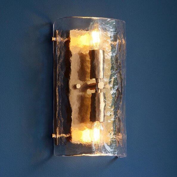 Kelowna Handmade Glass Wall Light In Brushed Aged Brass